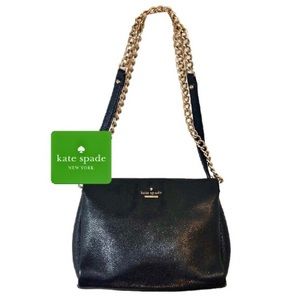 Kate Spade Black Leather Bag with Gold Chain